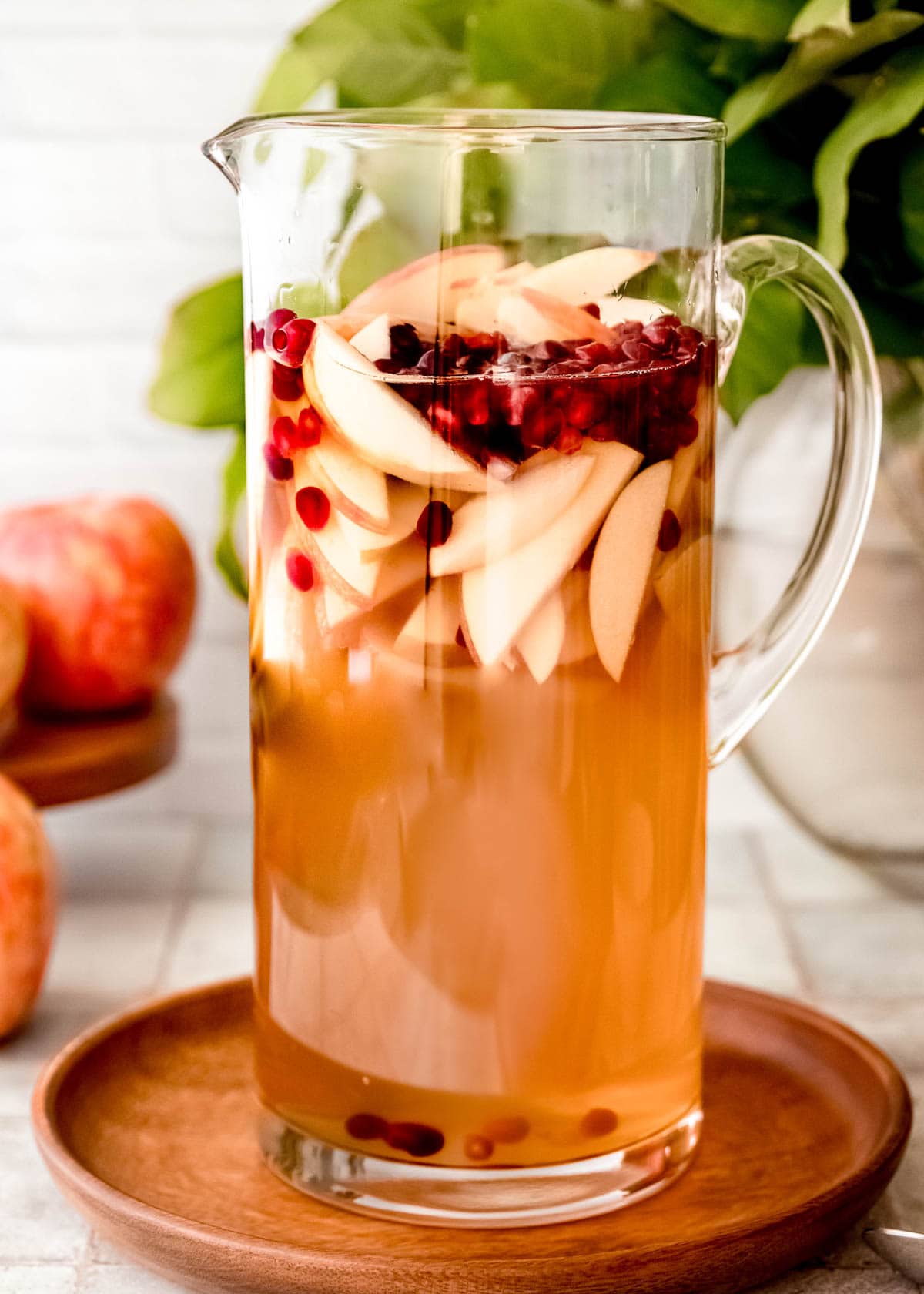 apple cider sangria in pitcher