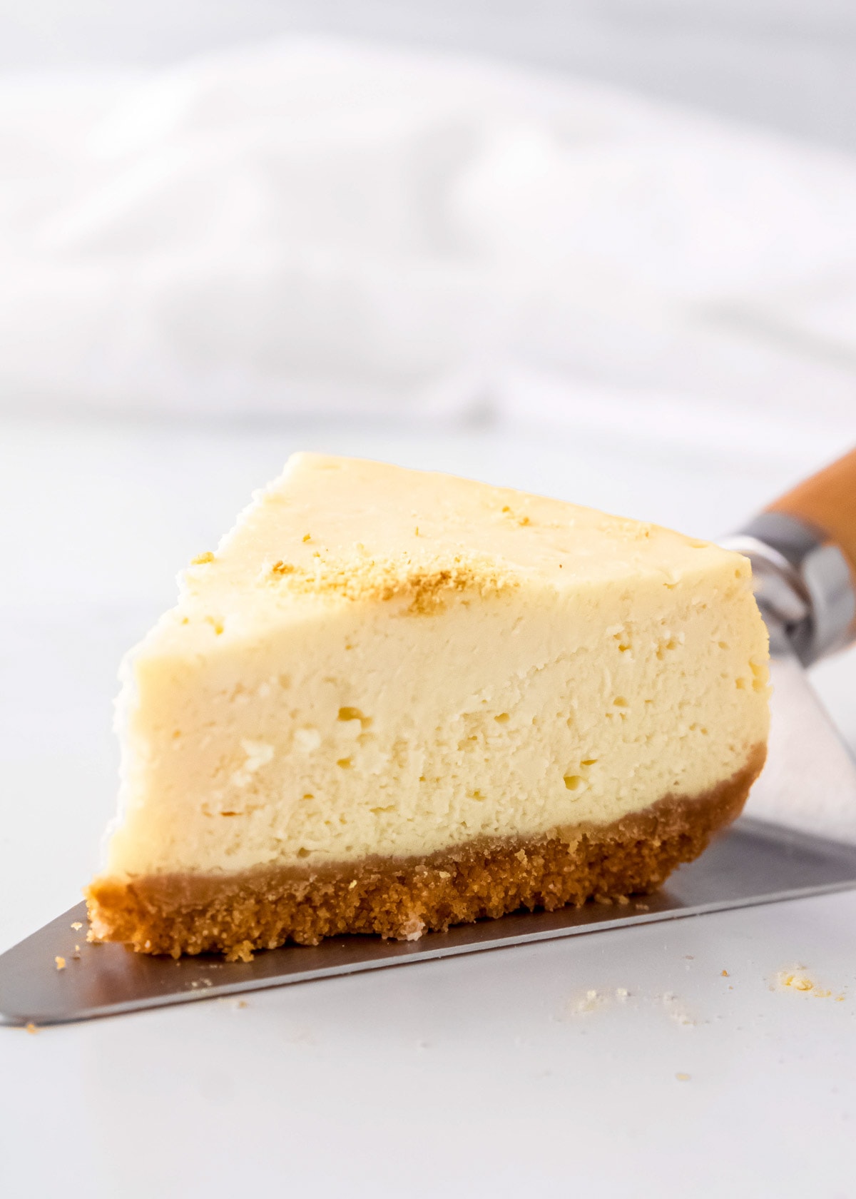 piece of vanilla instant pot cheesecake