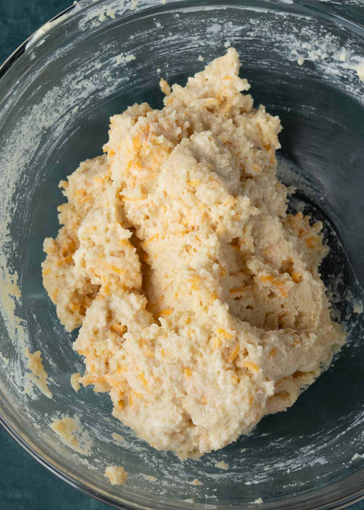 keto biscuit dough mixed together