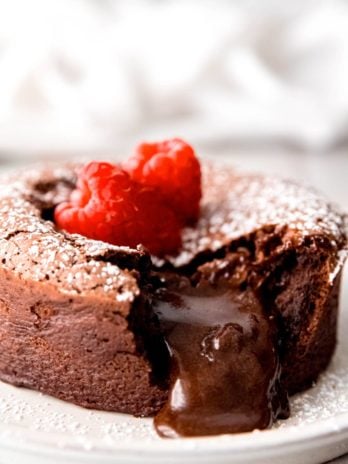 chocolate lava gushing from gluten free lava cake