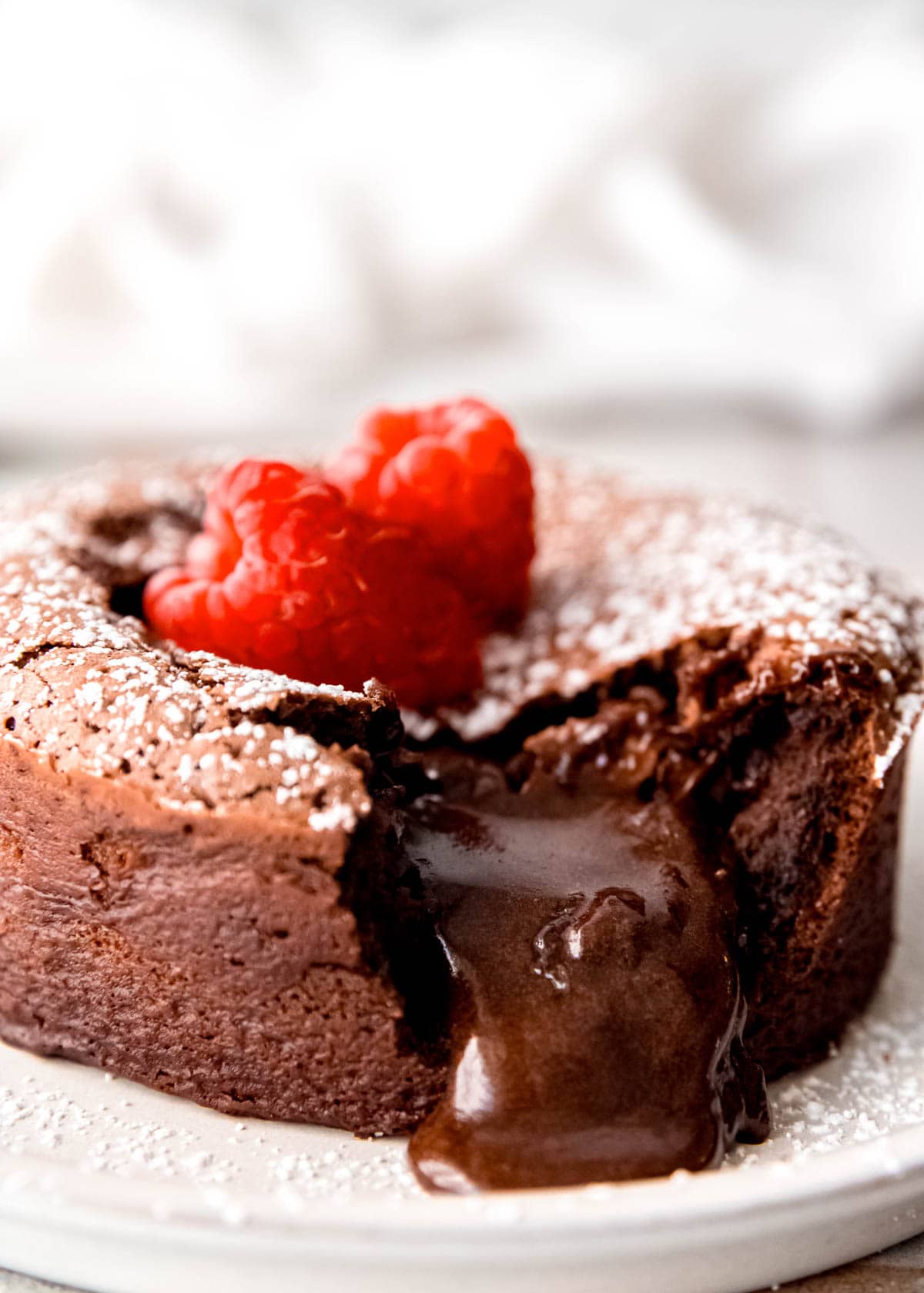 chocolate lava gushing from gluten free lava cake