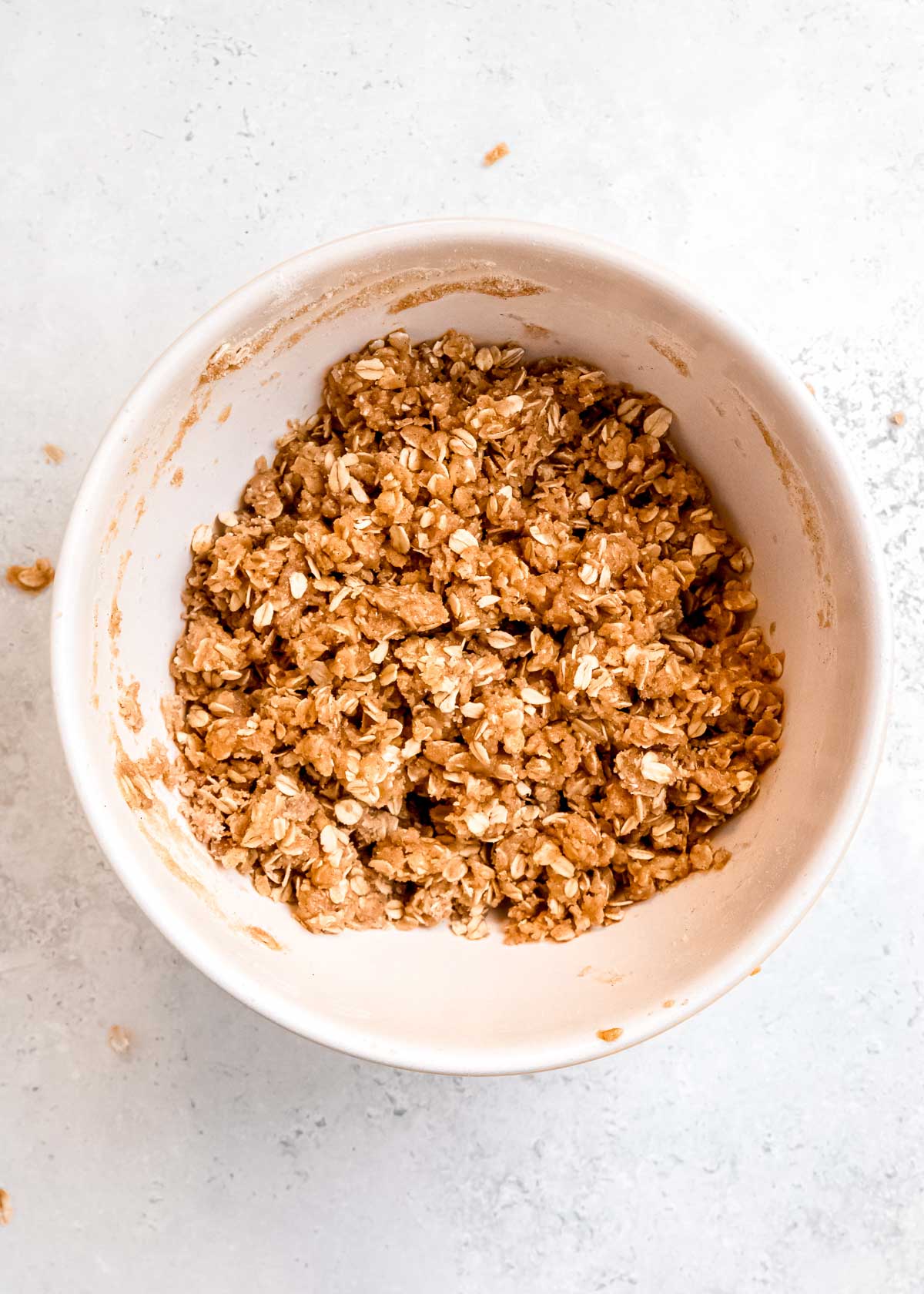 well-mixed apple butter bar crust ingredients in a bowl