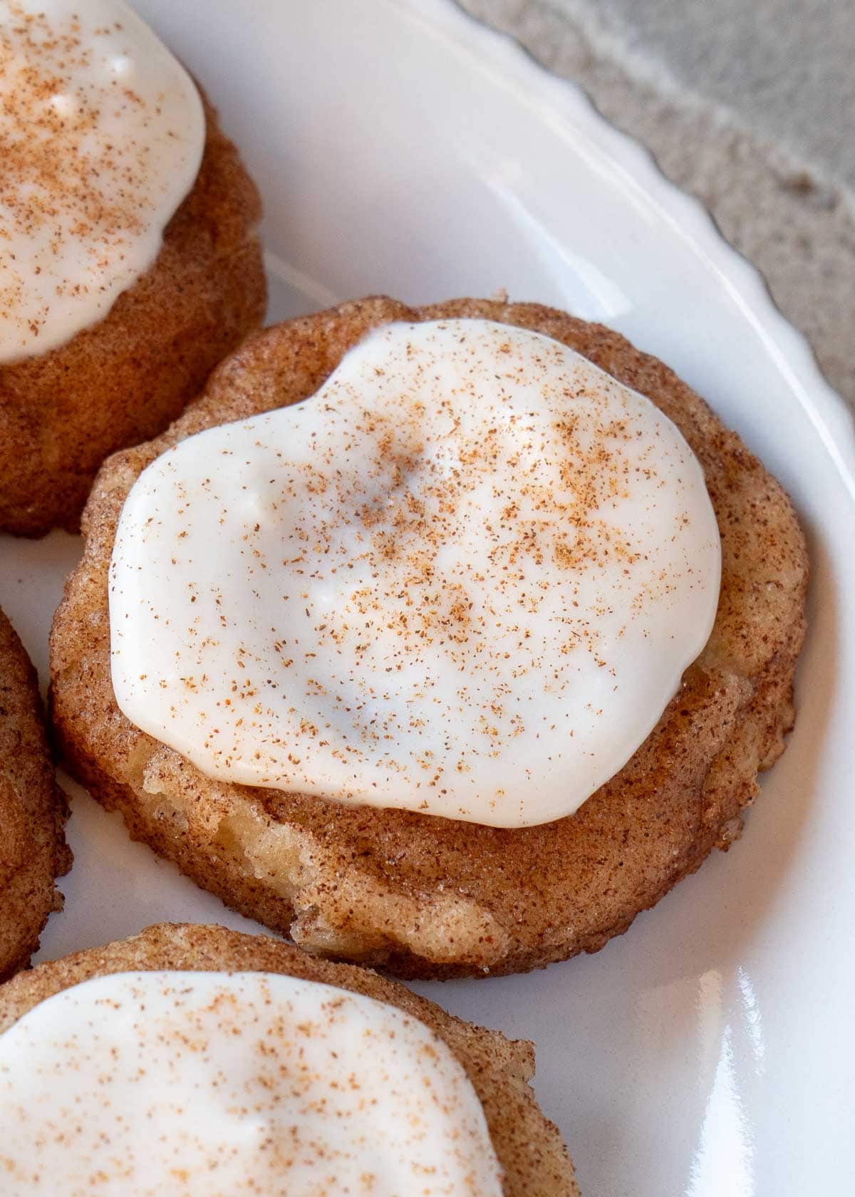 close up of frosted snickerdoodle