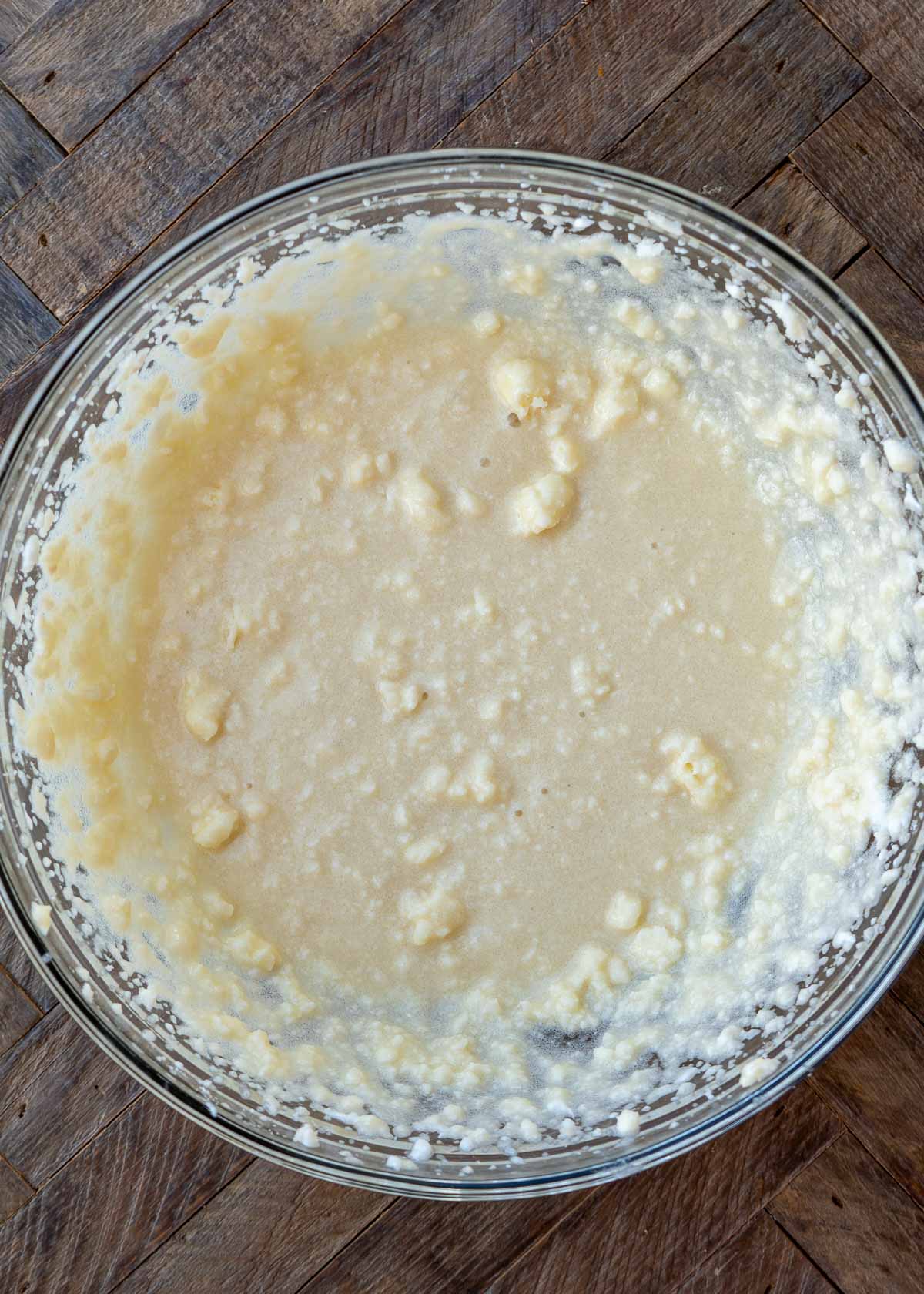 mixed wet ingredients in a bowl