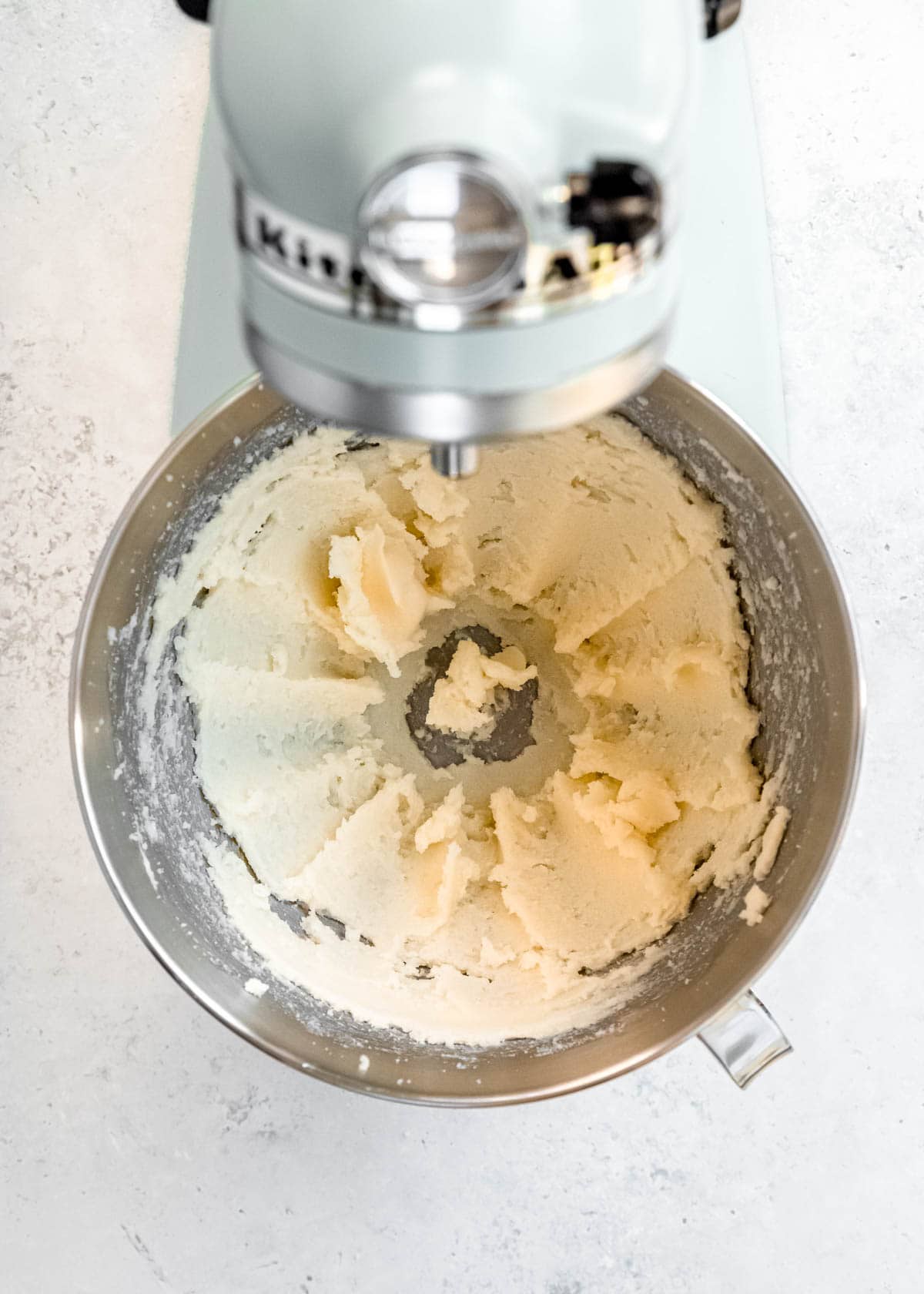 creamed sugar and butter in stand mixer