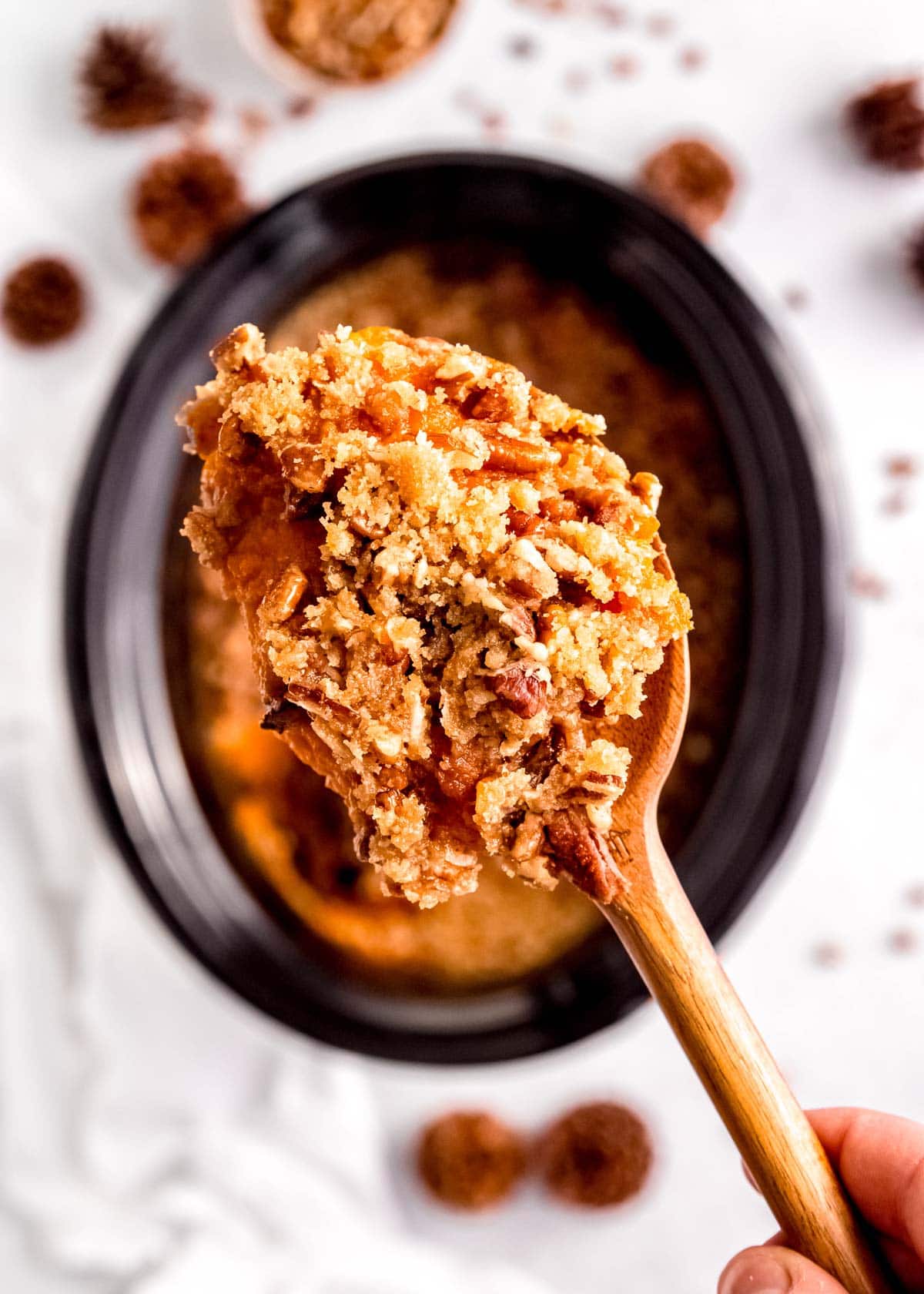 close up of sweet potato casserole