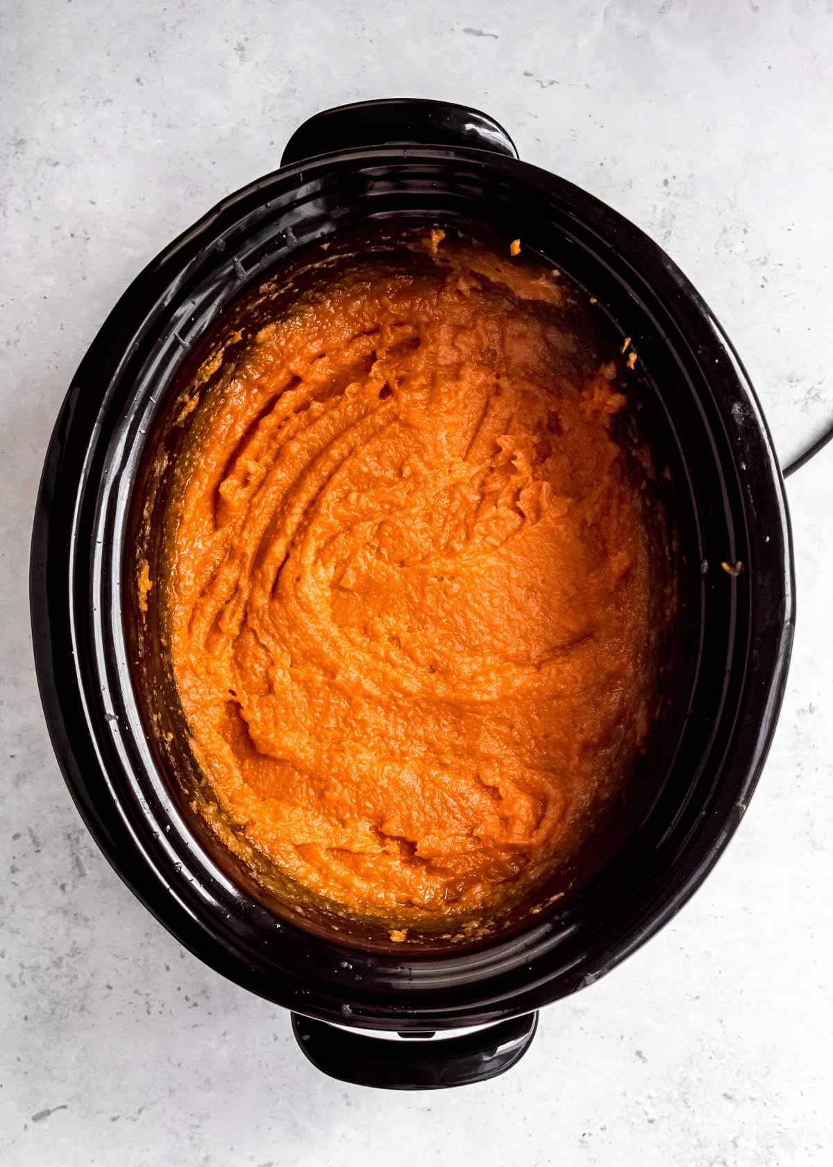 mashed sweet potatoes in slow cooker