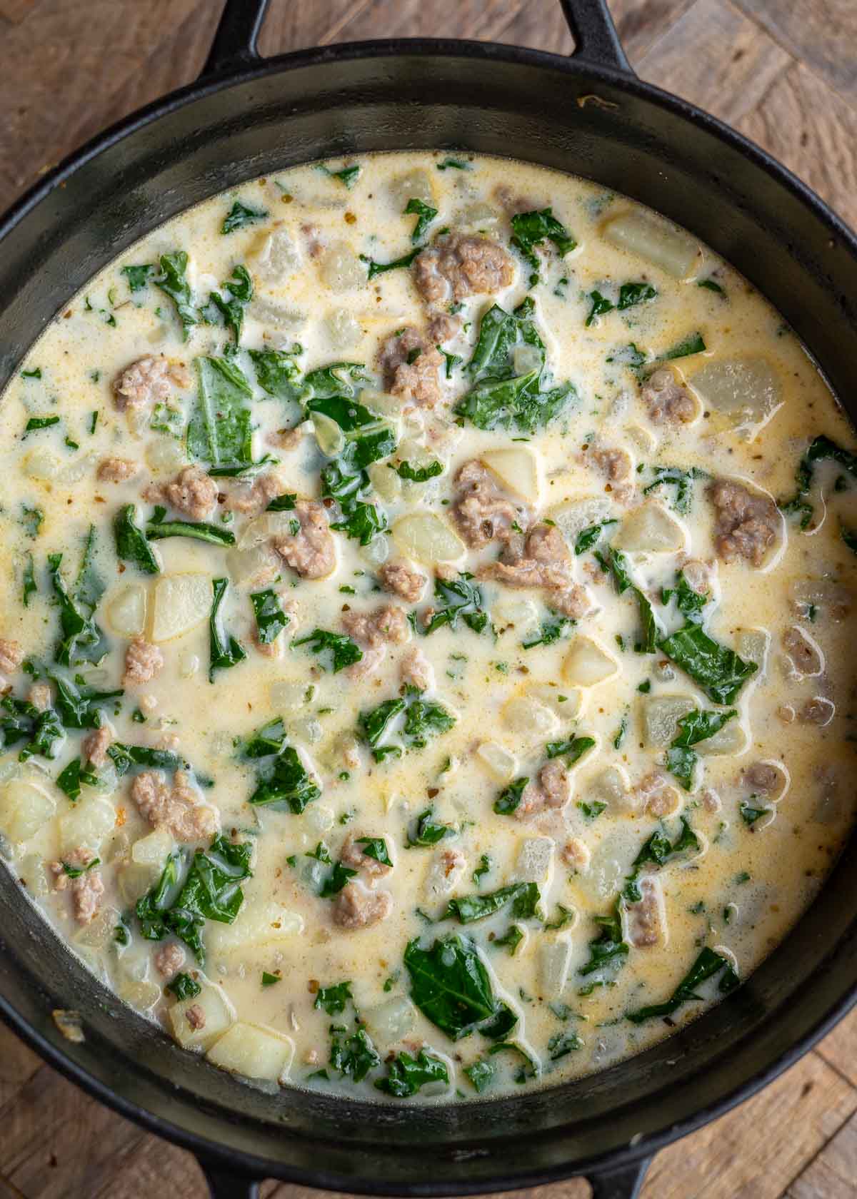 heavy cream stirred into zuppa toscana