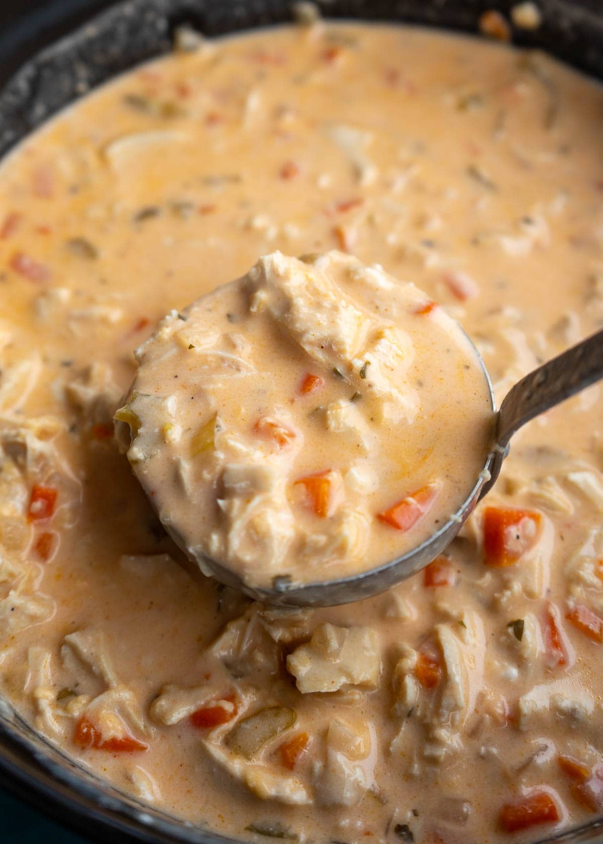 a spoonful of creamy buffalo chicken soup