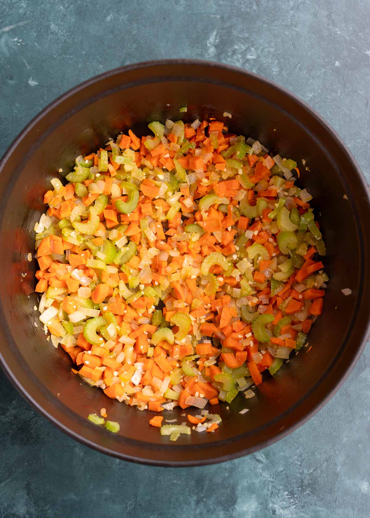 sauted vegetables in a dutch oven