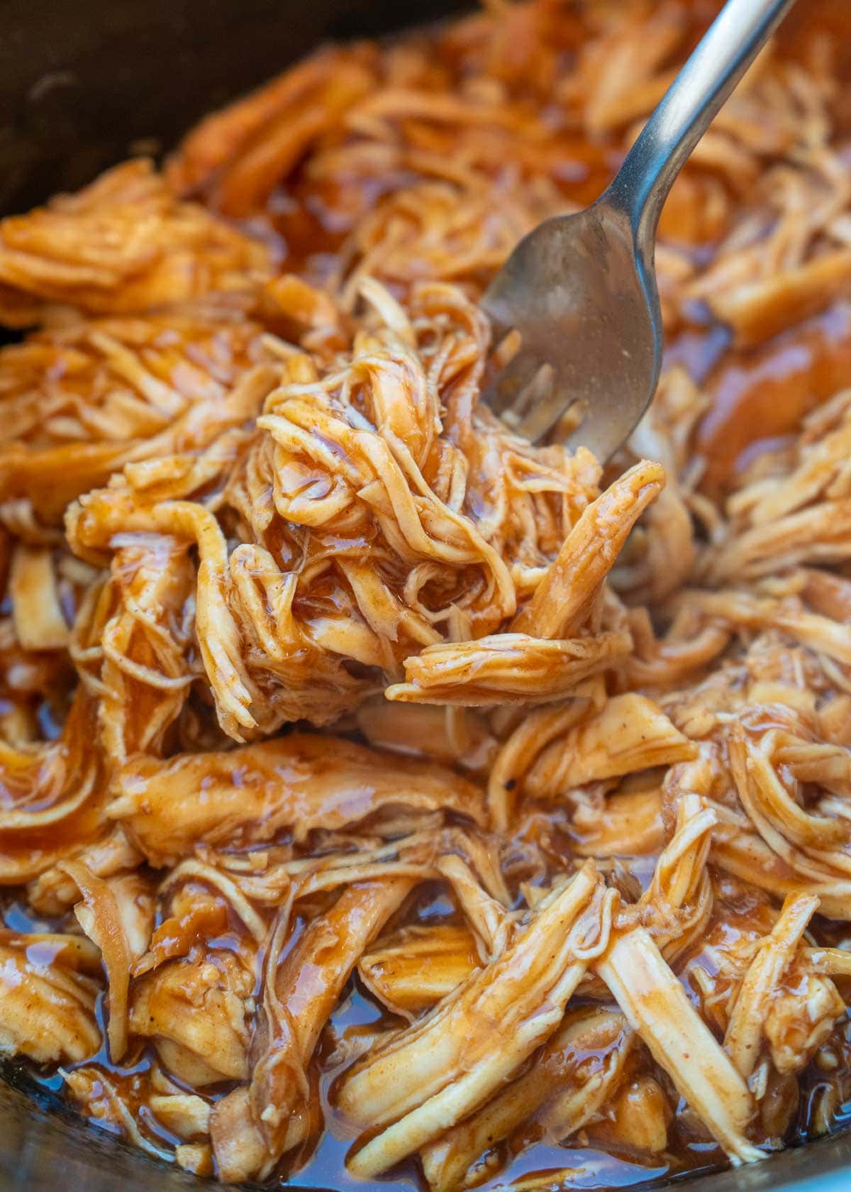 close up of instant pot bbq chicken