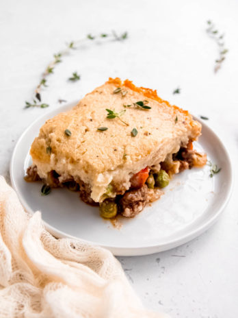 shepherd's pie on white plate