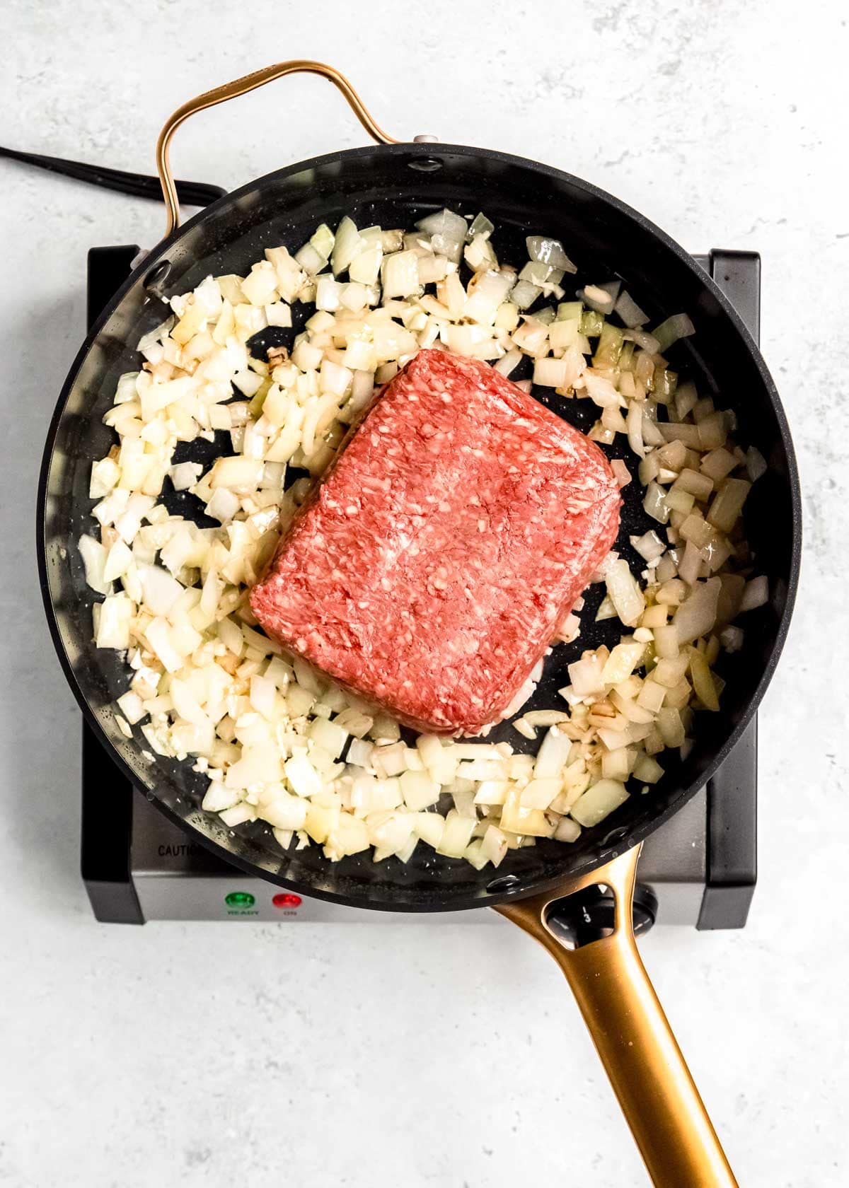 browning the meat in skillet