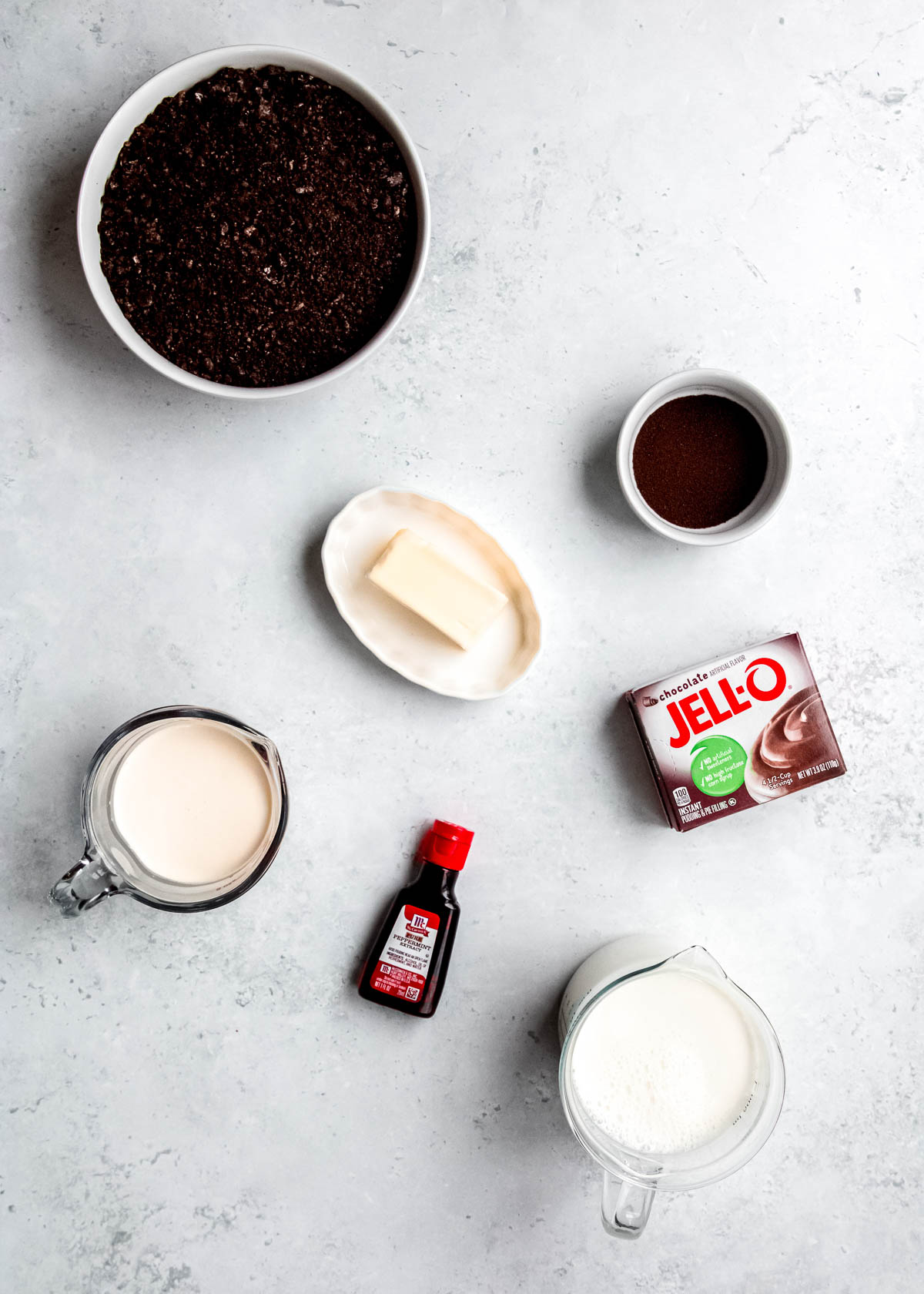 ingredients for a peppermint mocha pie