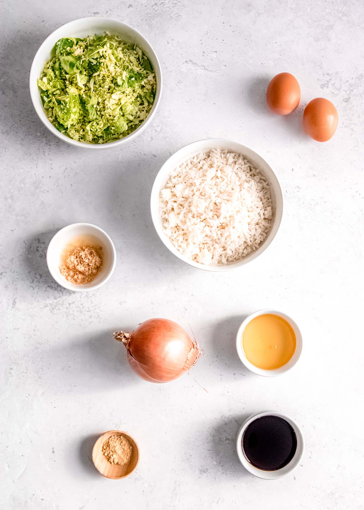 ingredients for brussels sprout fried rice