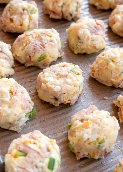 close up image of raw denver omelet keto bites on a