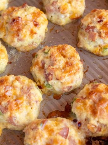 delicious keto denver omelet egg bites baked on a sheet pan