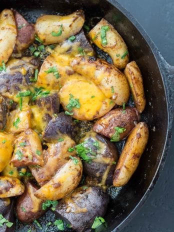 Quick and easy One Pan Chipotle Potatoes! This is the perfect sweet and spicy side dish to mix up your dinner routine!