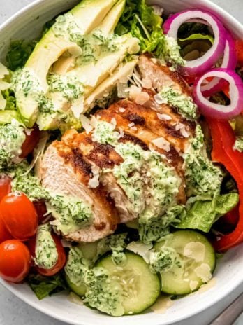 close up image of green goddess salad