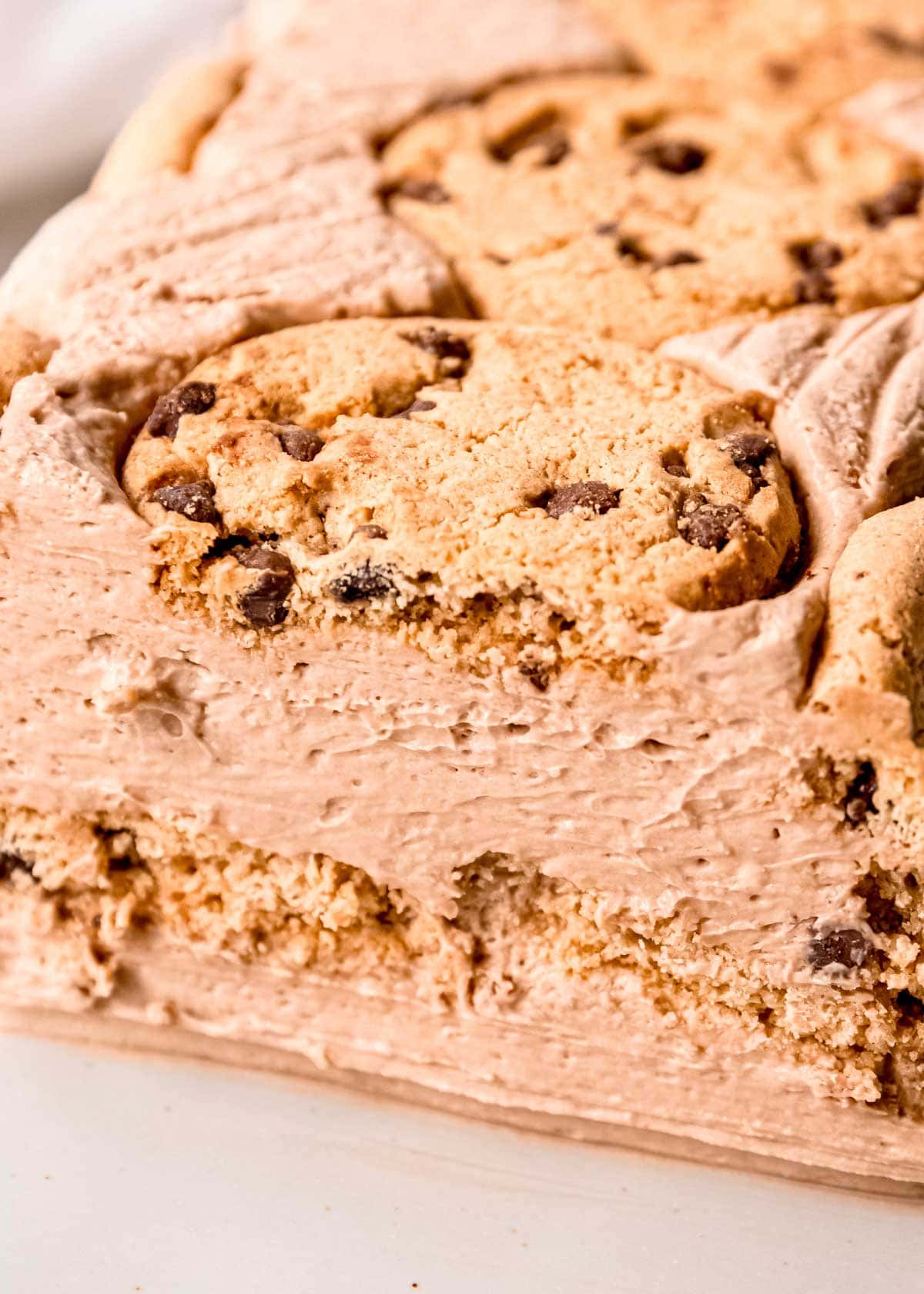 layers of creamy mocha filling and chewy chocolate chip cookies