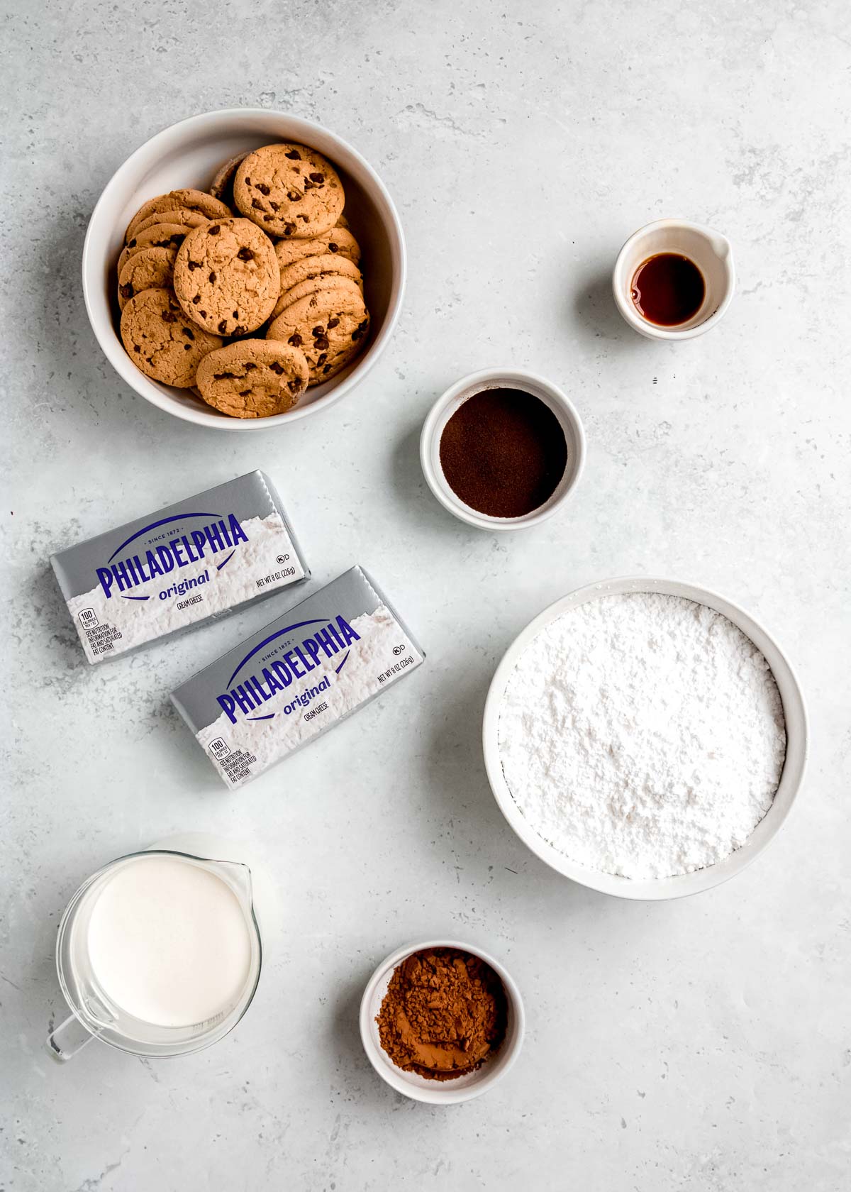 ingredients needed for mocha icebox cake on a countertop