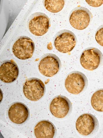 mini muffin tin full of keto no bake peanut butter cookie dough