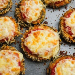 Zucchini parmesan bites on a baking sheet