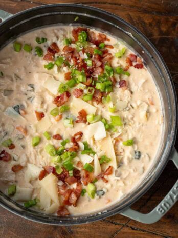 crack chicken soup with bacon and green onions