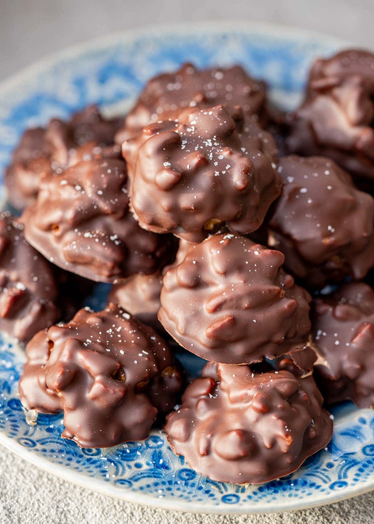 a plate full of chocolate turtle candies