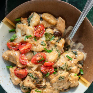 marry me chicken gnocchi in a bowl with a spoon