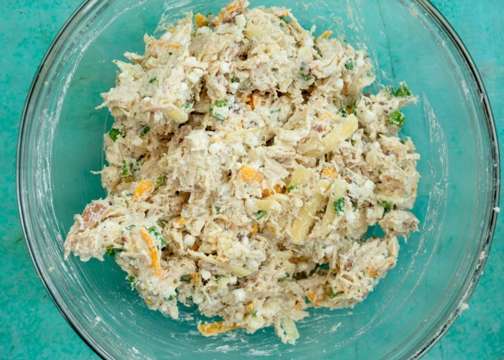 filling for chicken bacon ranch zucchini boats in a bowl