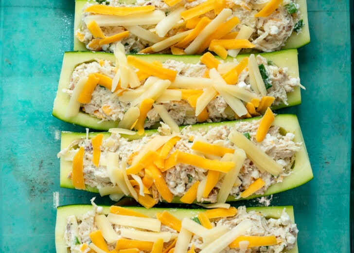 zucchini boats recipe stuffed with chicken bacon ranch filling