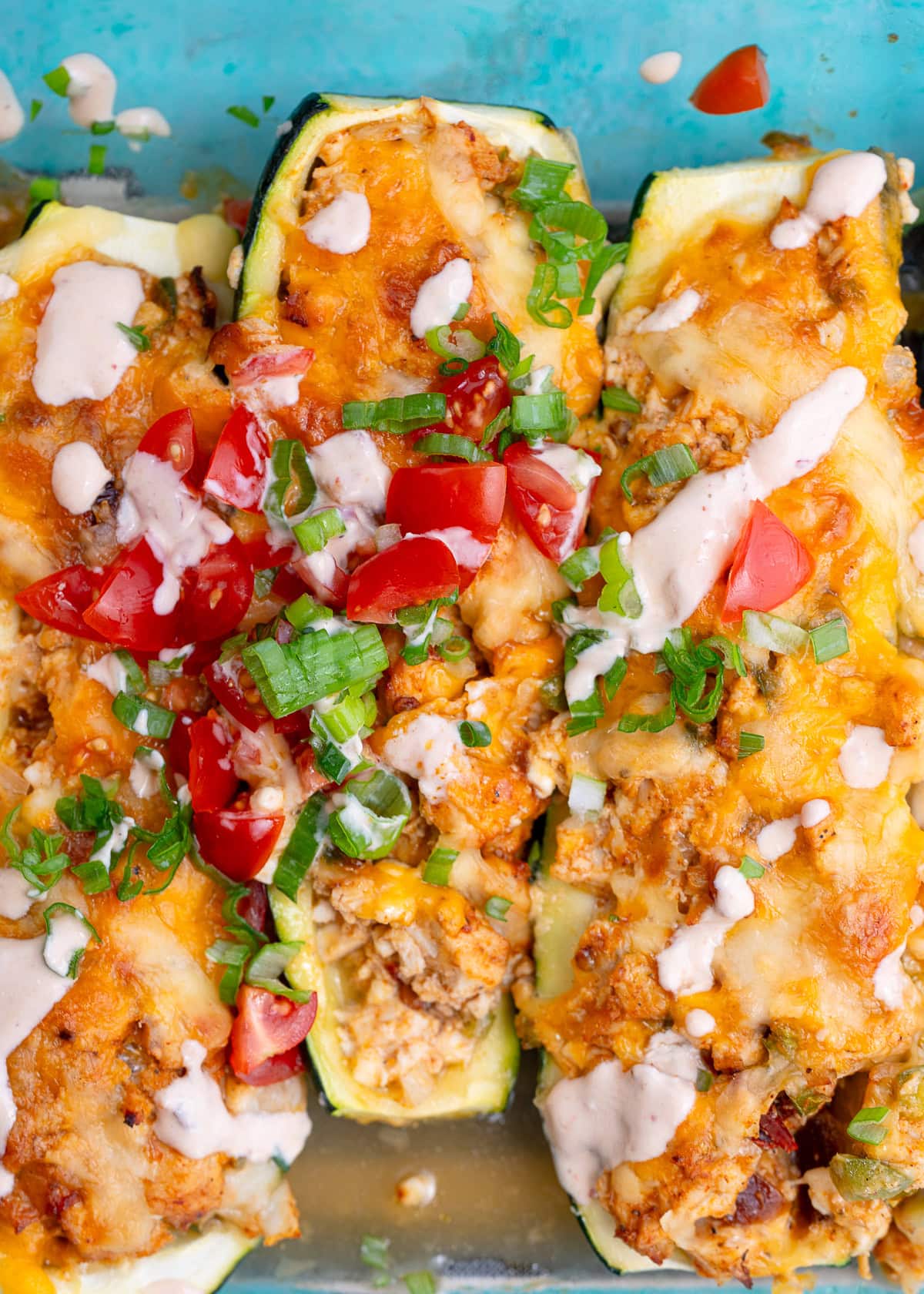 three zucchini boats stuffed with chipotle chicken recipe