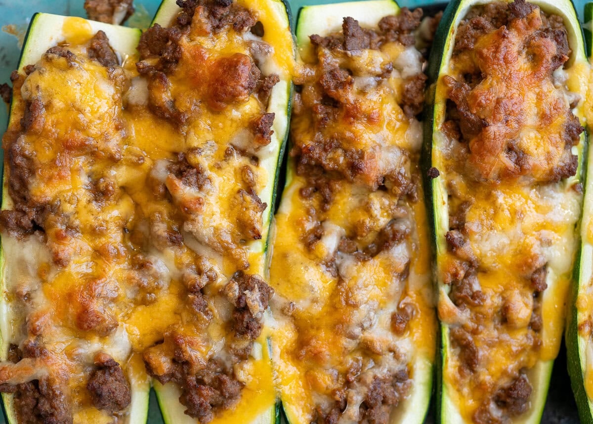 ground beef zucchini boats with melty cheese