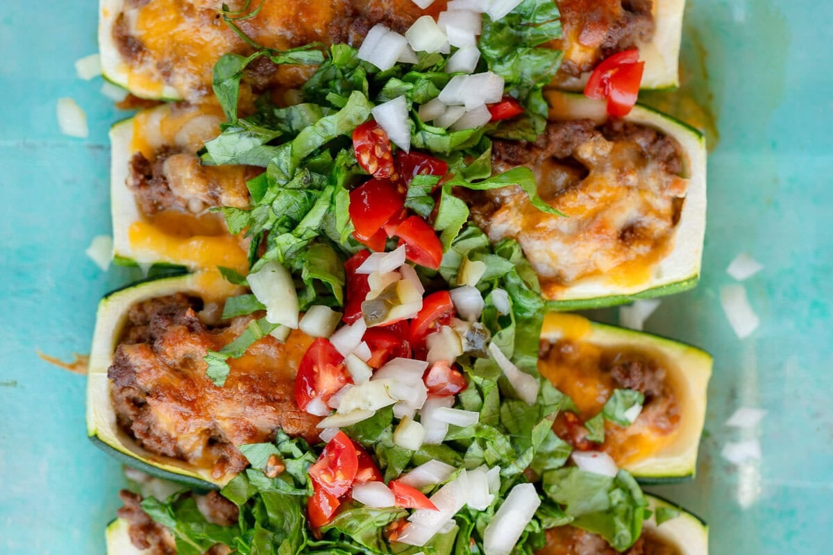 cheeseburger stuffed zucchini boats