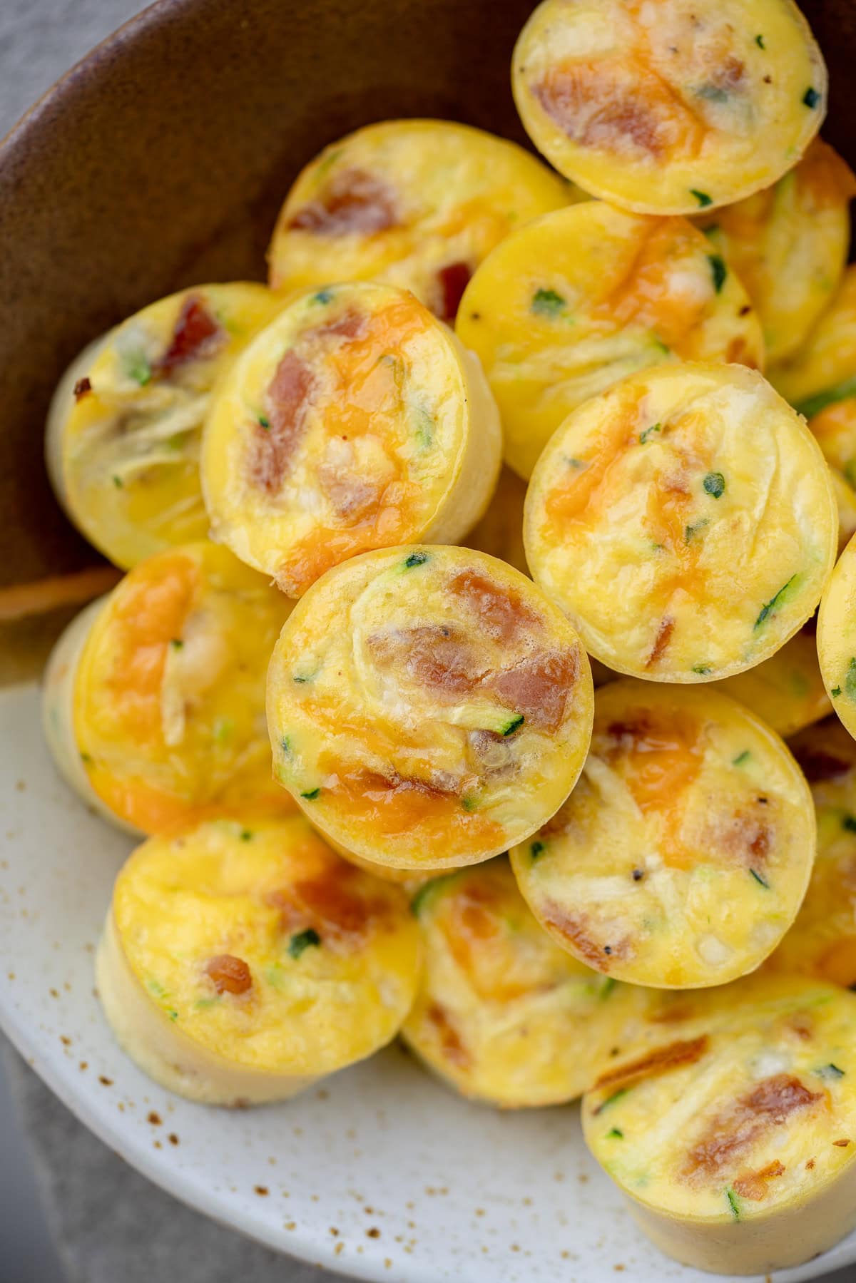 a platter full of zucchini egg bites with cottage cheese for an easy make ahead breakfast recipe