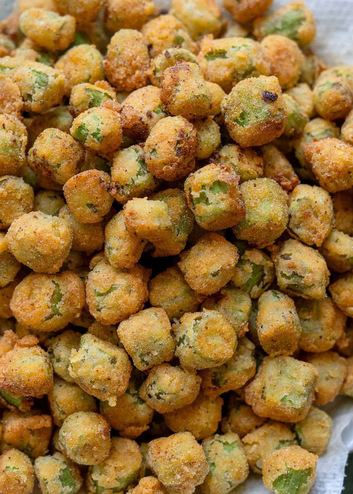 Crispy crunchy southern fried okra in a platter