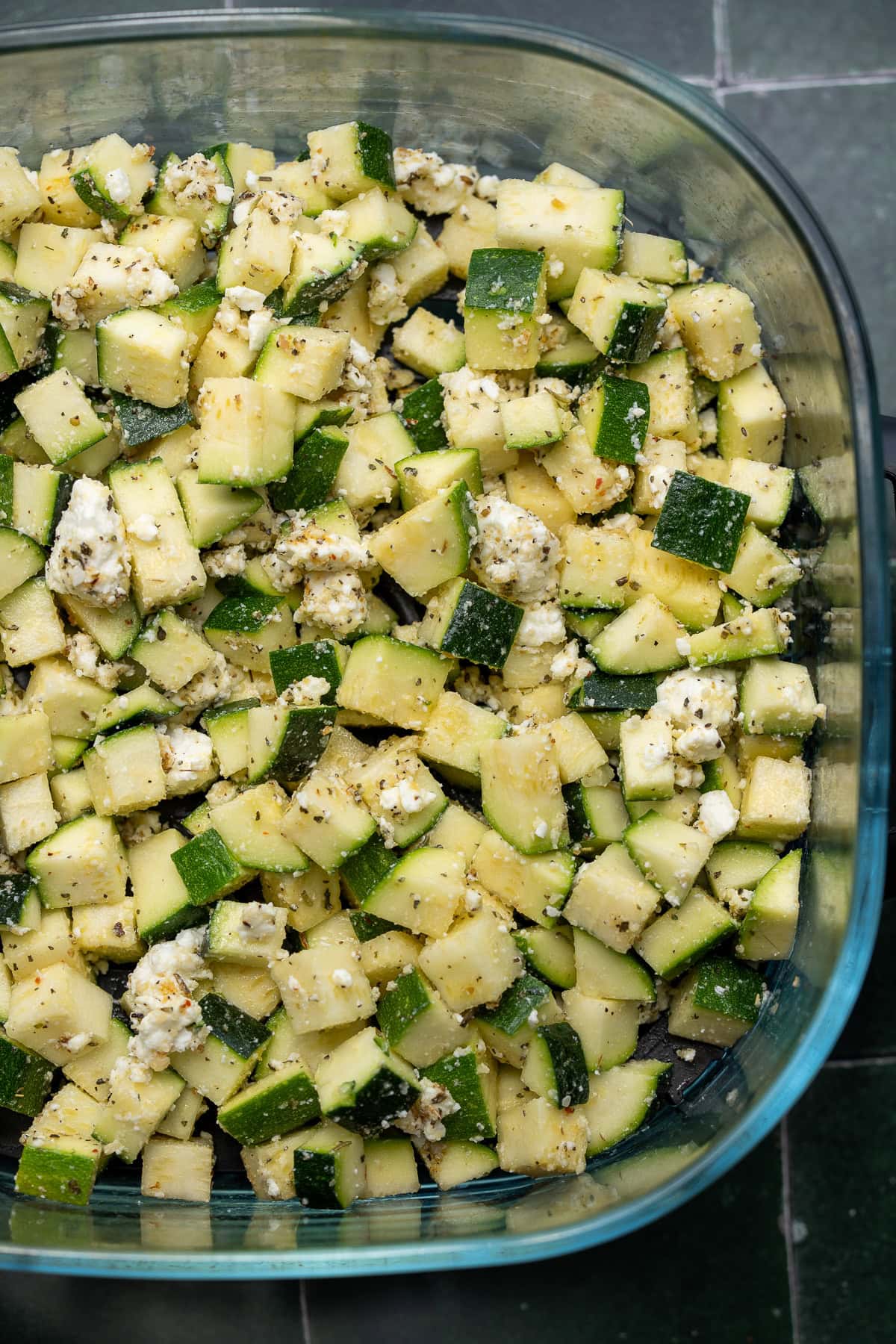 uncooked zucchini in an airfryer