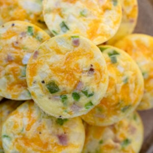 a plate full of high protein egg bites stacked up