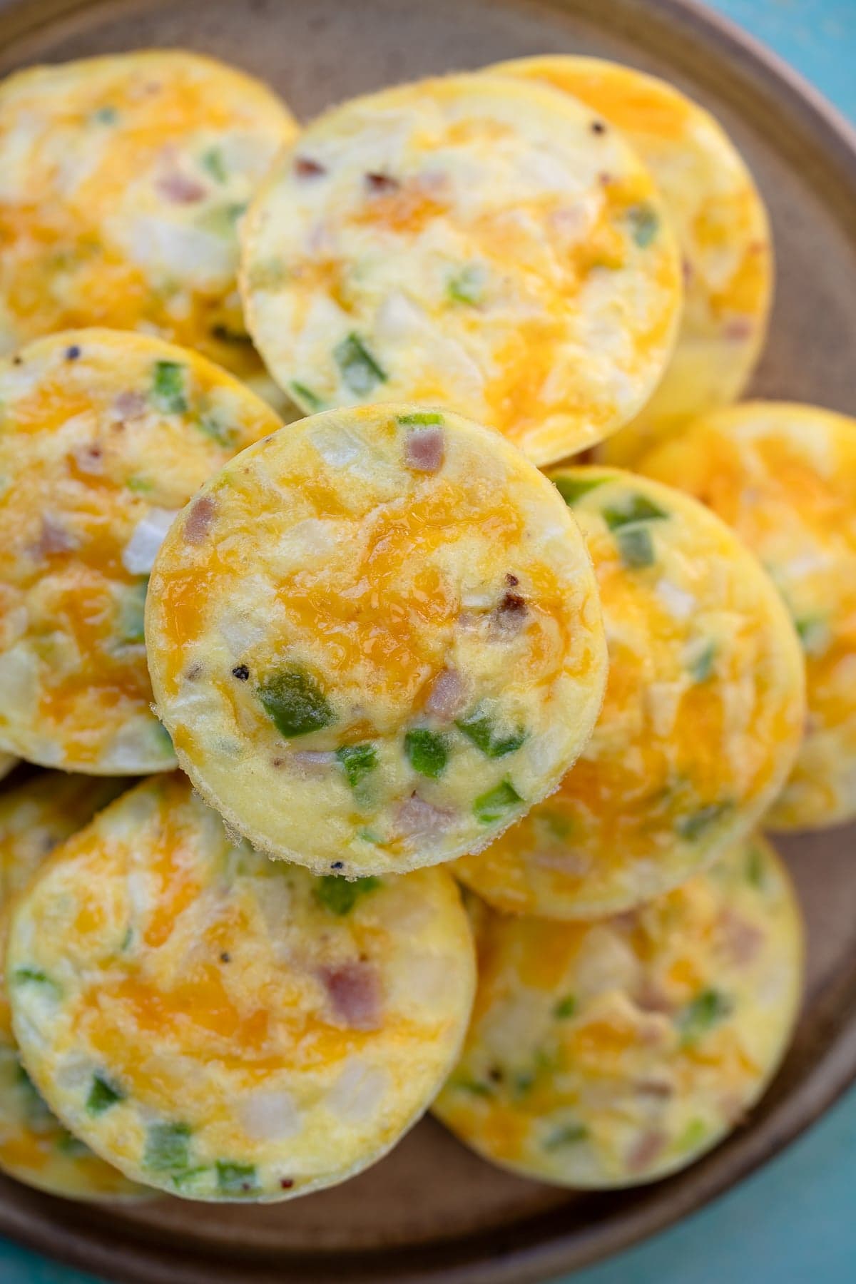 a plate full of high protein egg bites stacked up